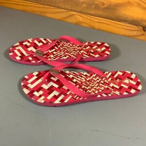 COLE HAAN Beach Flip Flop Slippers Pink Herringbone Casual Summer Vacation